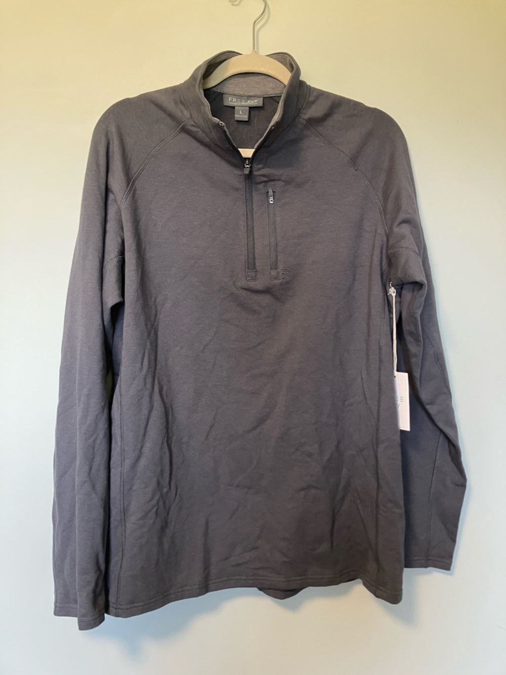 NWT Free Fly Bamboo Heritage Fleece Graphite Gray Quarter-Zip Pullover
